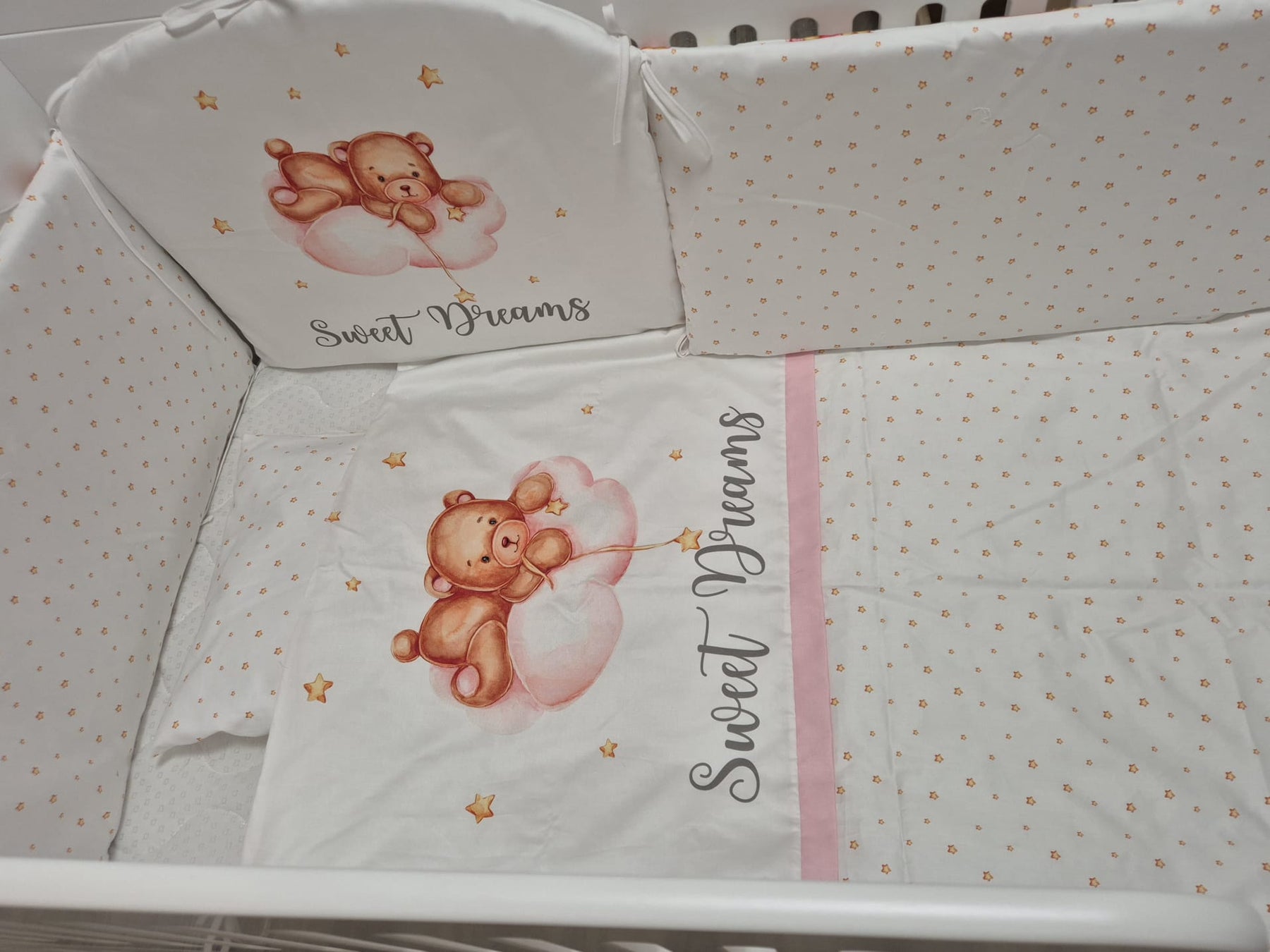 Premium exclusive bedding - 6 pieces - Sleepy bear - pink