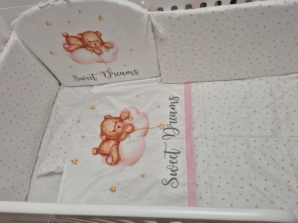 Premium exclusive bedding - 6 pieces - Sleepy bear - pink