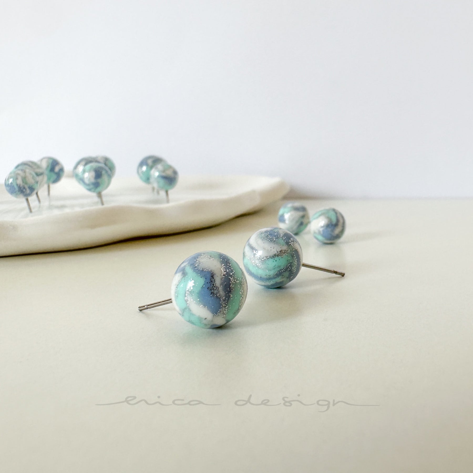 bulb earrings | blue