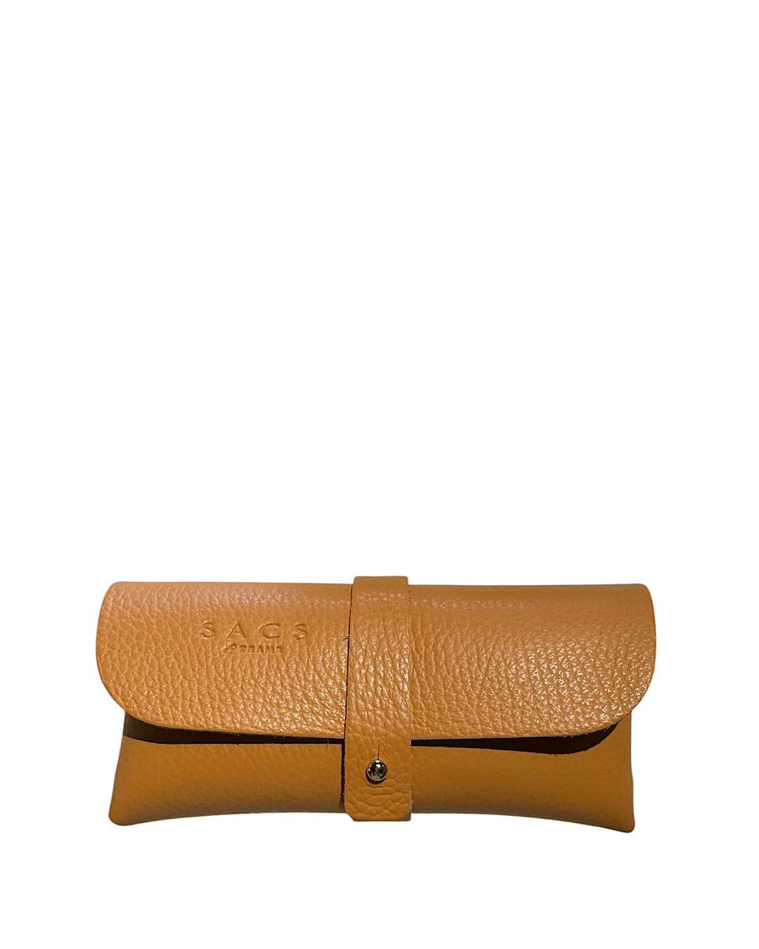 Genuine Leather Glasses Case with Mandarin Color