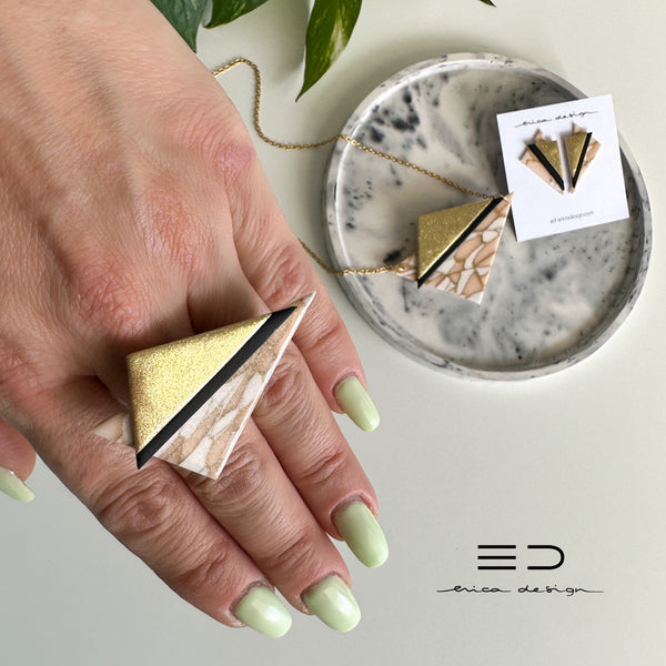 Asymmetric . LIMITED EDITION | powder gold black