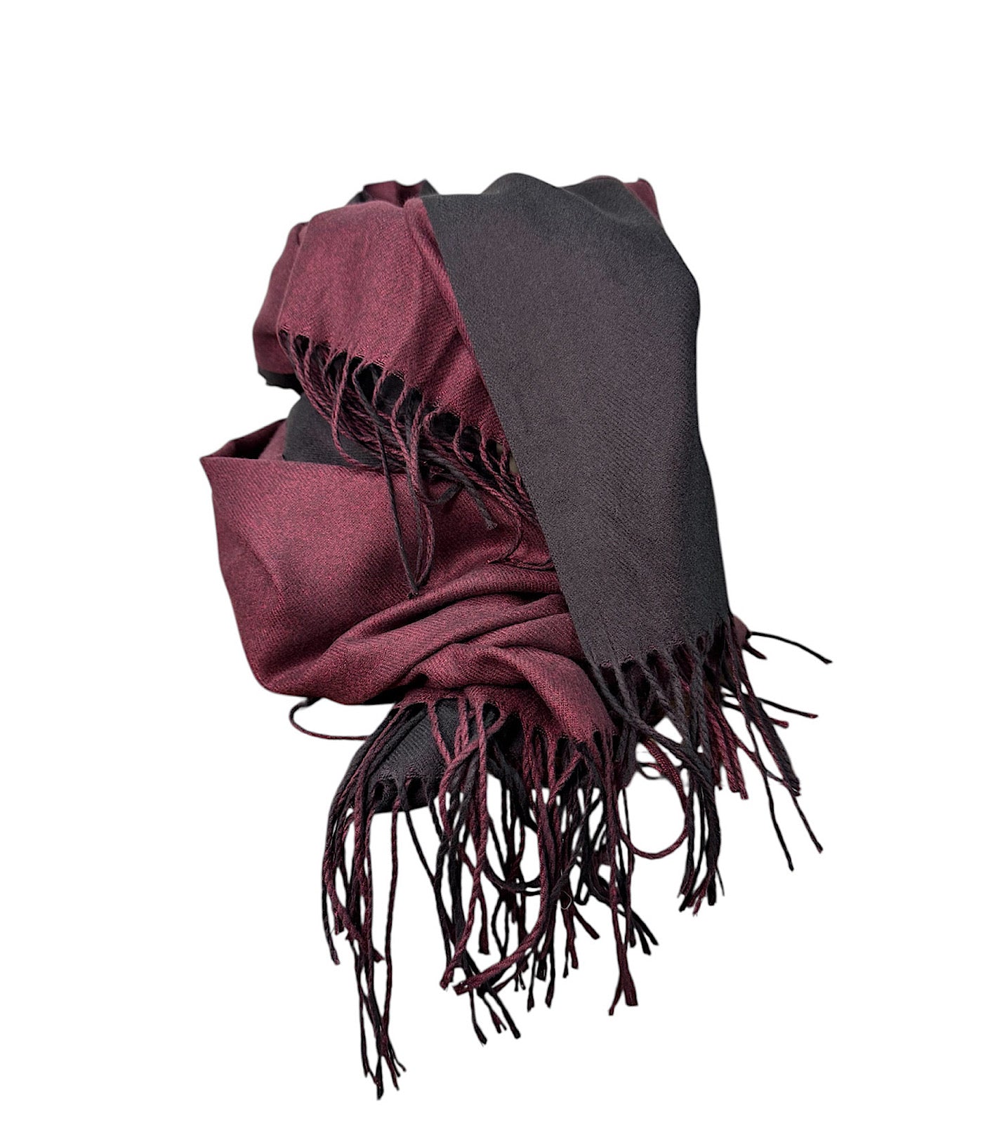 Bicolor Scarf Stole Wine & Black