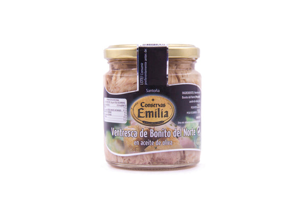 Ventresca of Northern Bonito in olive oil jar 225g.