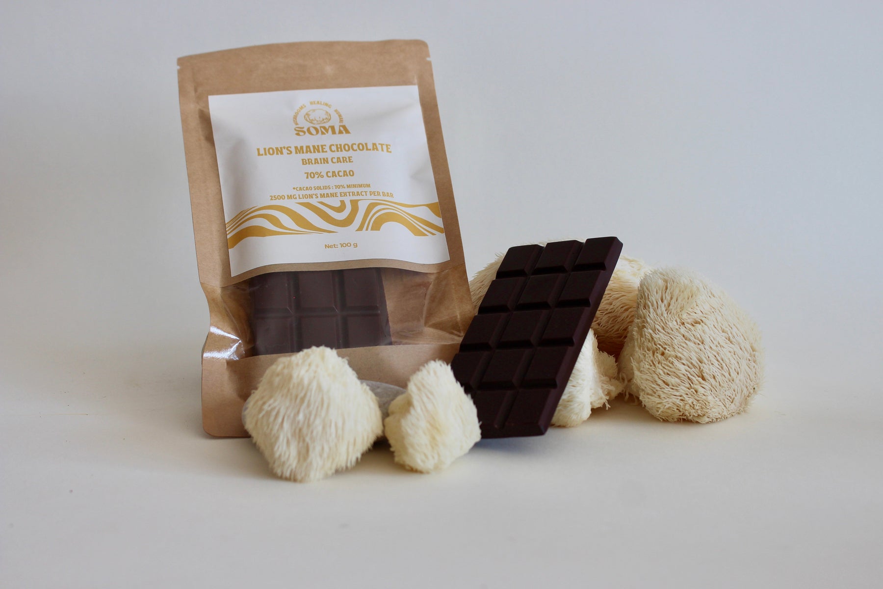 Barras de chocolate de melena de león