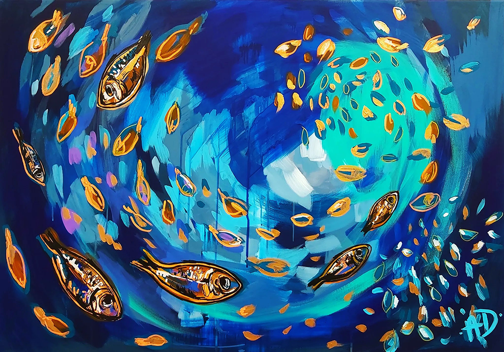Impresión artística - Peces pequeños de cobre