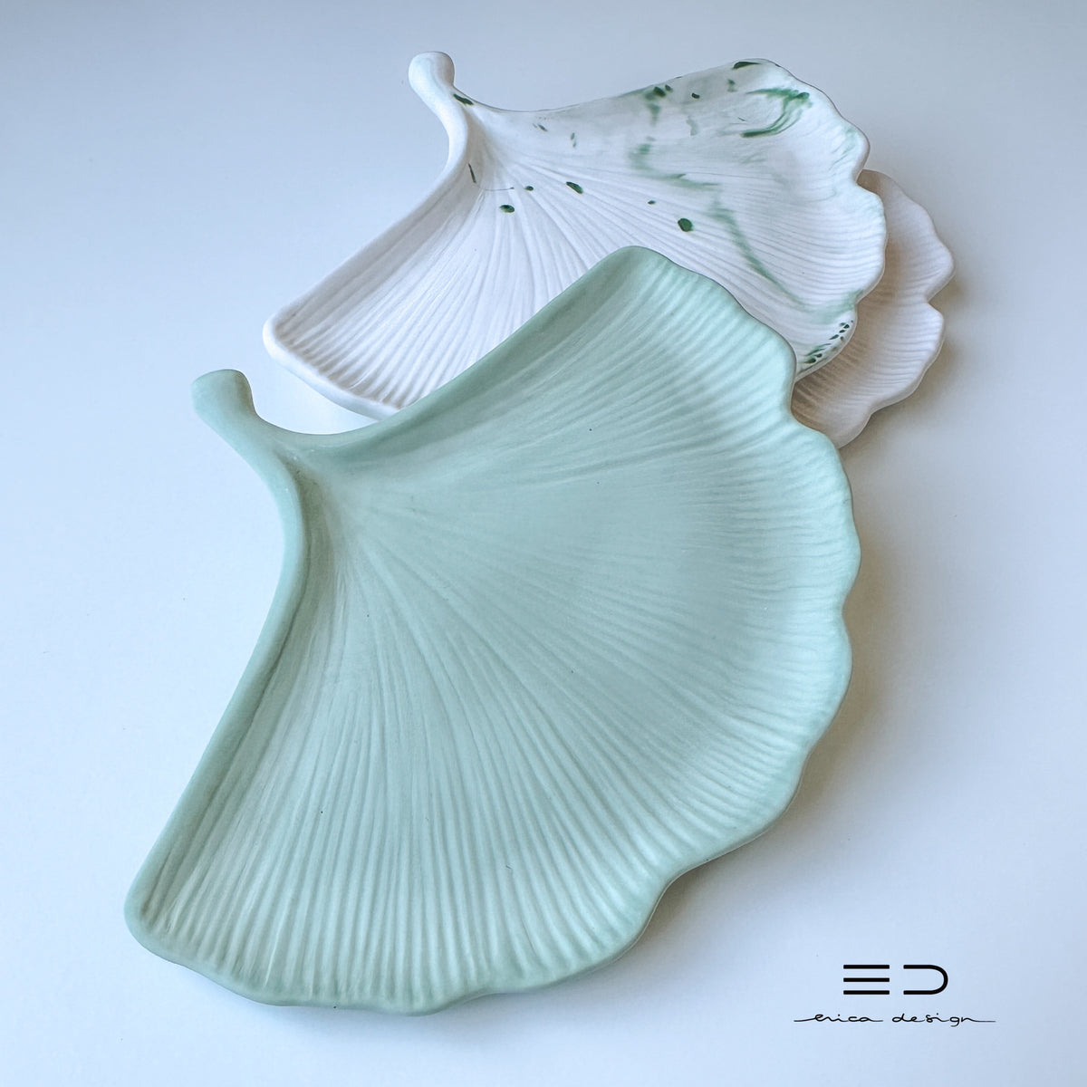 Dekoratívny Ginkgo podnos | Biela Zelená