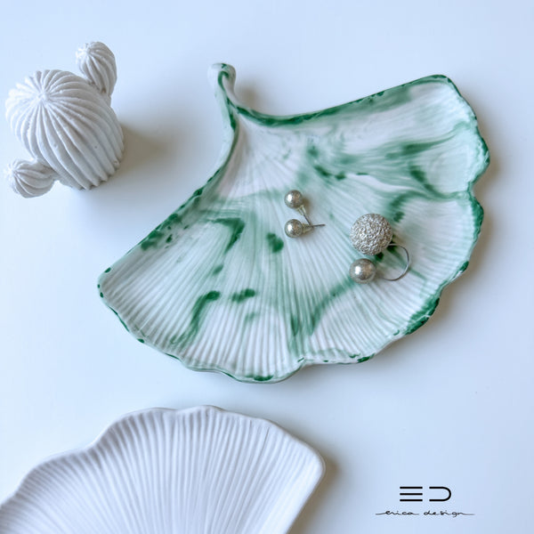 Dekoratívny Ginkgo podnos | Biela Zelená