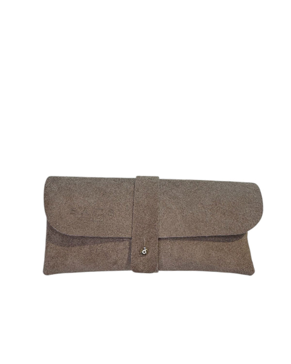 Custodia per occhiali in suede taupe