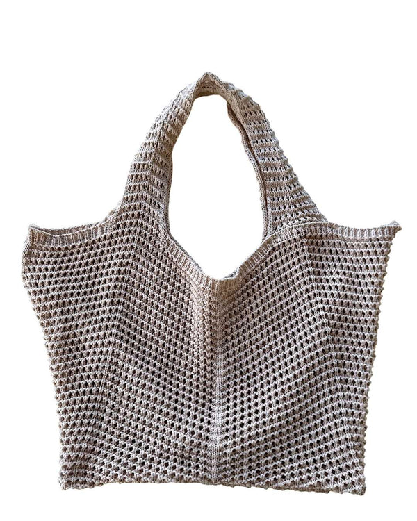 Knitted Beach Bag in Butter Color
