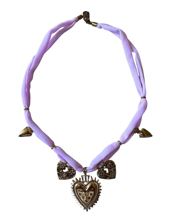 Sacred Heart Necklace with Pink Color