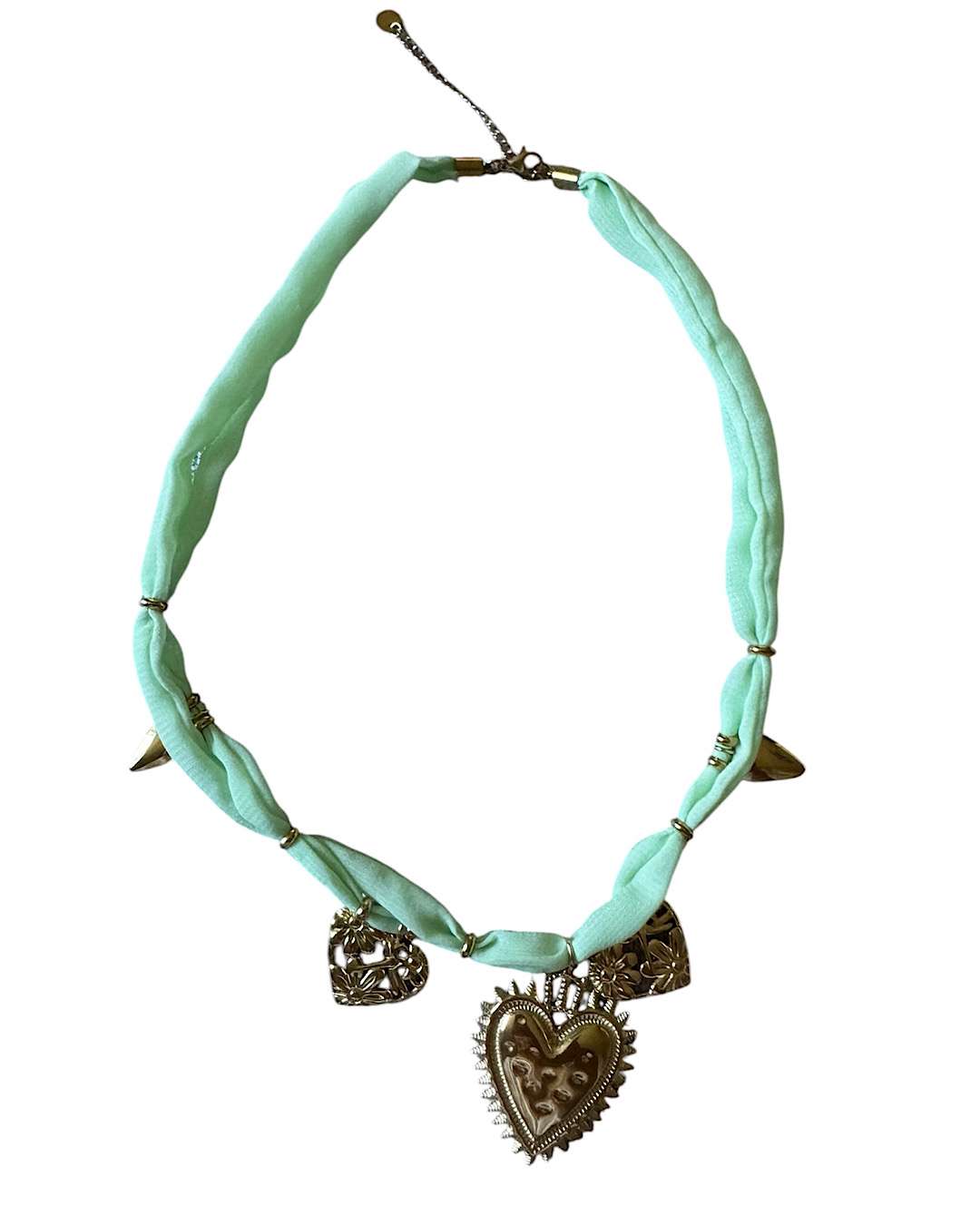 Collana Cuore Sacro Col Verde Acqua
