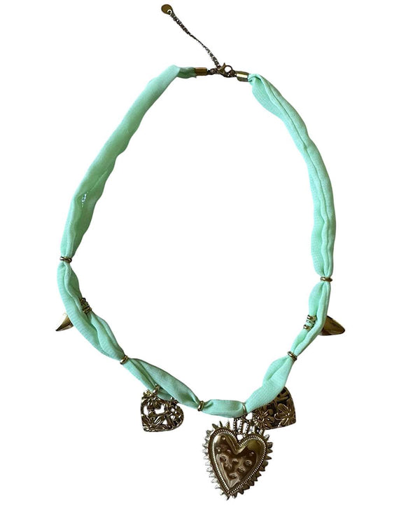 Collana Cuore Sacro Col Verde Acqua