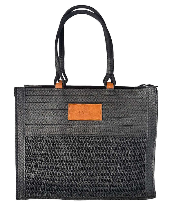 Totem Raffia Beach Bag Black
