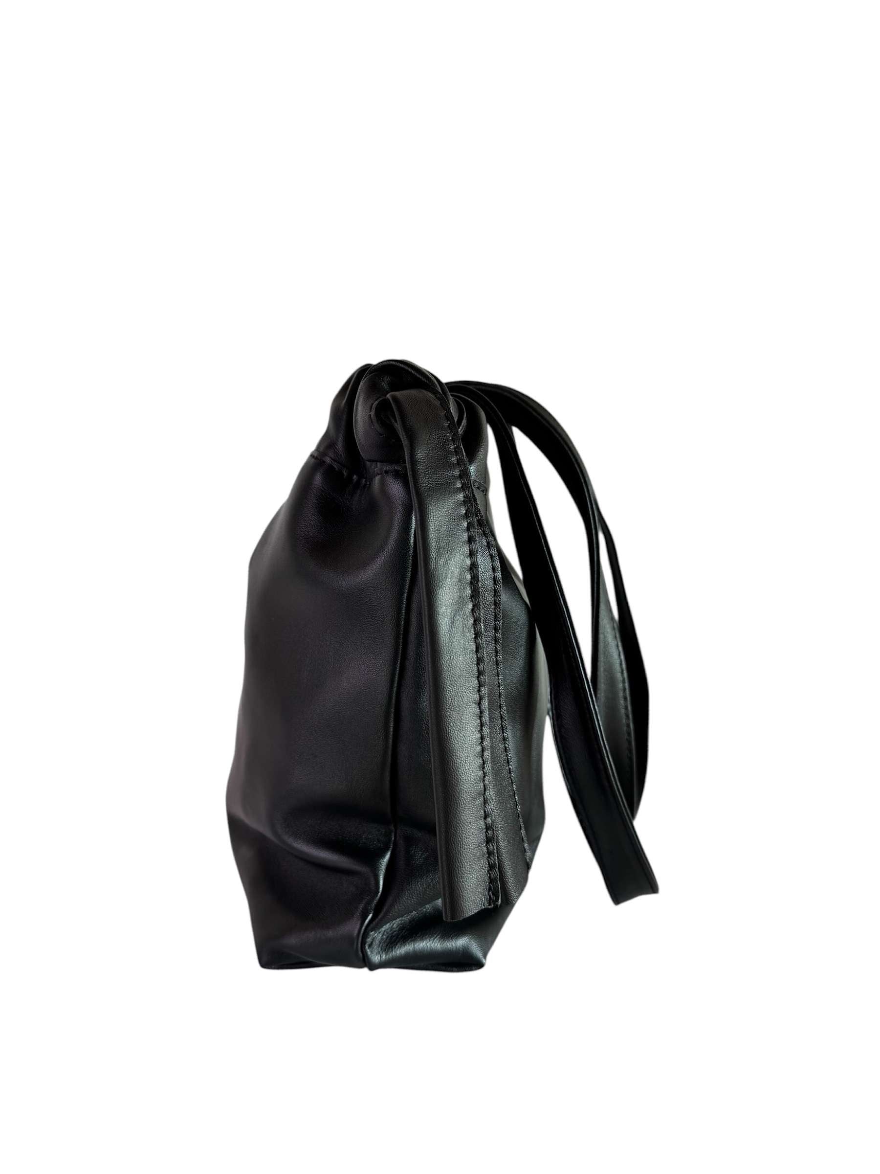 Black Ruffled Shopper