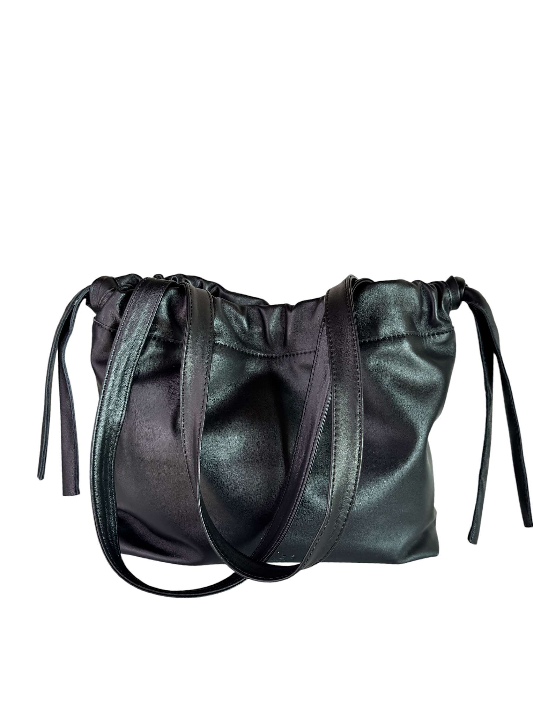 Black Ruffled Shopper