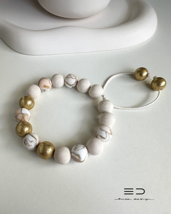 bracciale a bulbo, orecchini | beige