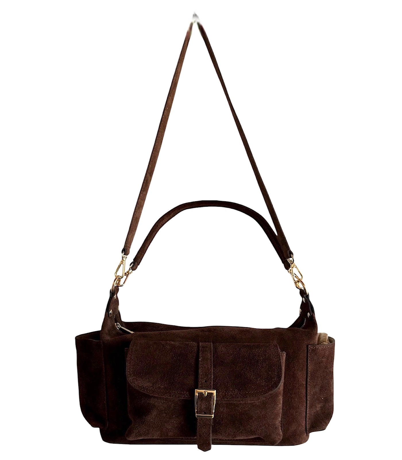 Brown Suede Baguette