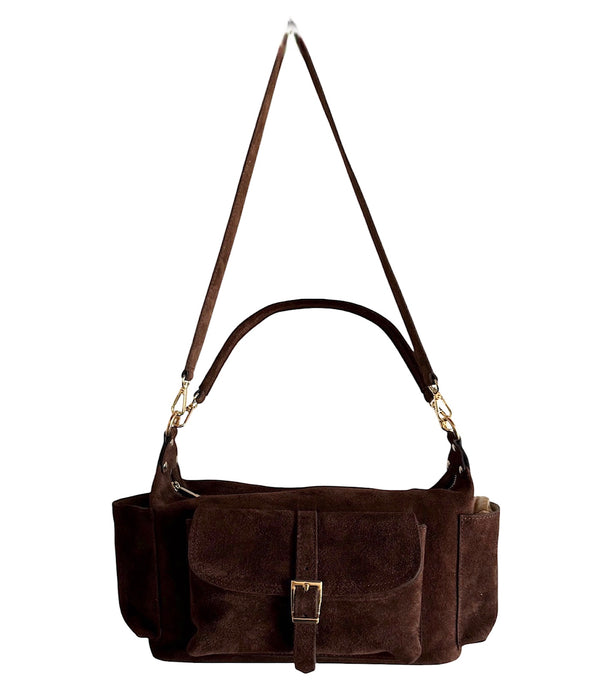 Brown Suede Baguette