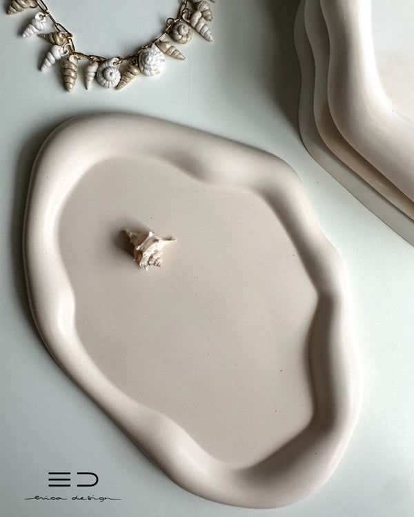 decorative tray wave | white beige