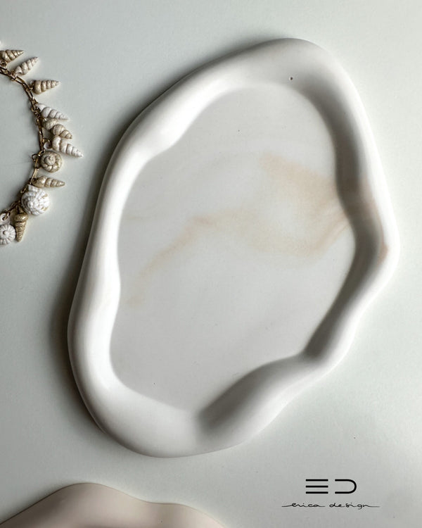 decorative tray wave | white beige