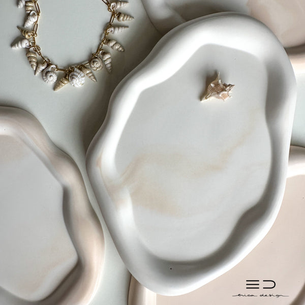 decorative tray wave | white beige