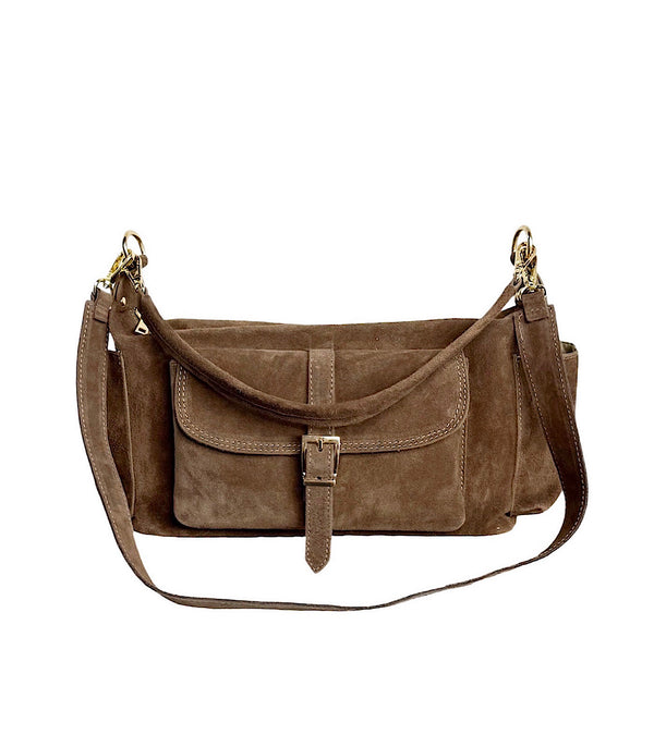 Baguette in suede taupe