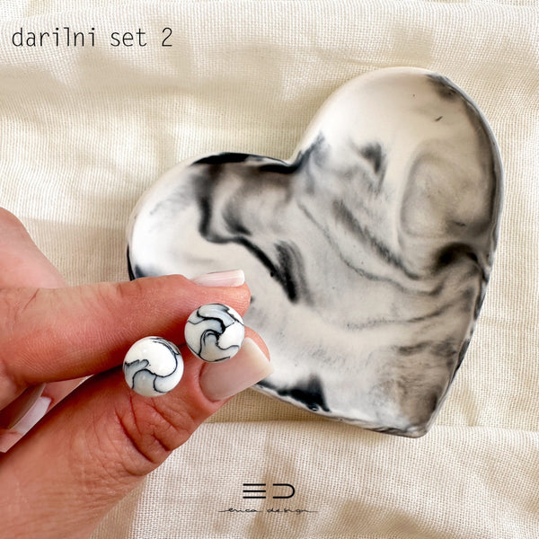 set regalo | CUORE | orecchini + vassoio | nero