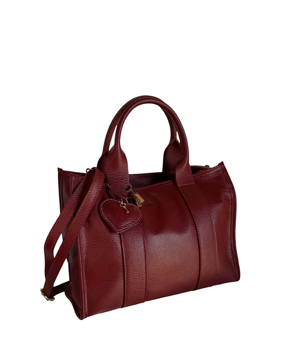Borse Nina in Vera Pelle con Rifiniture Borgogna
