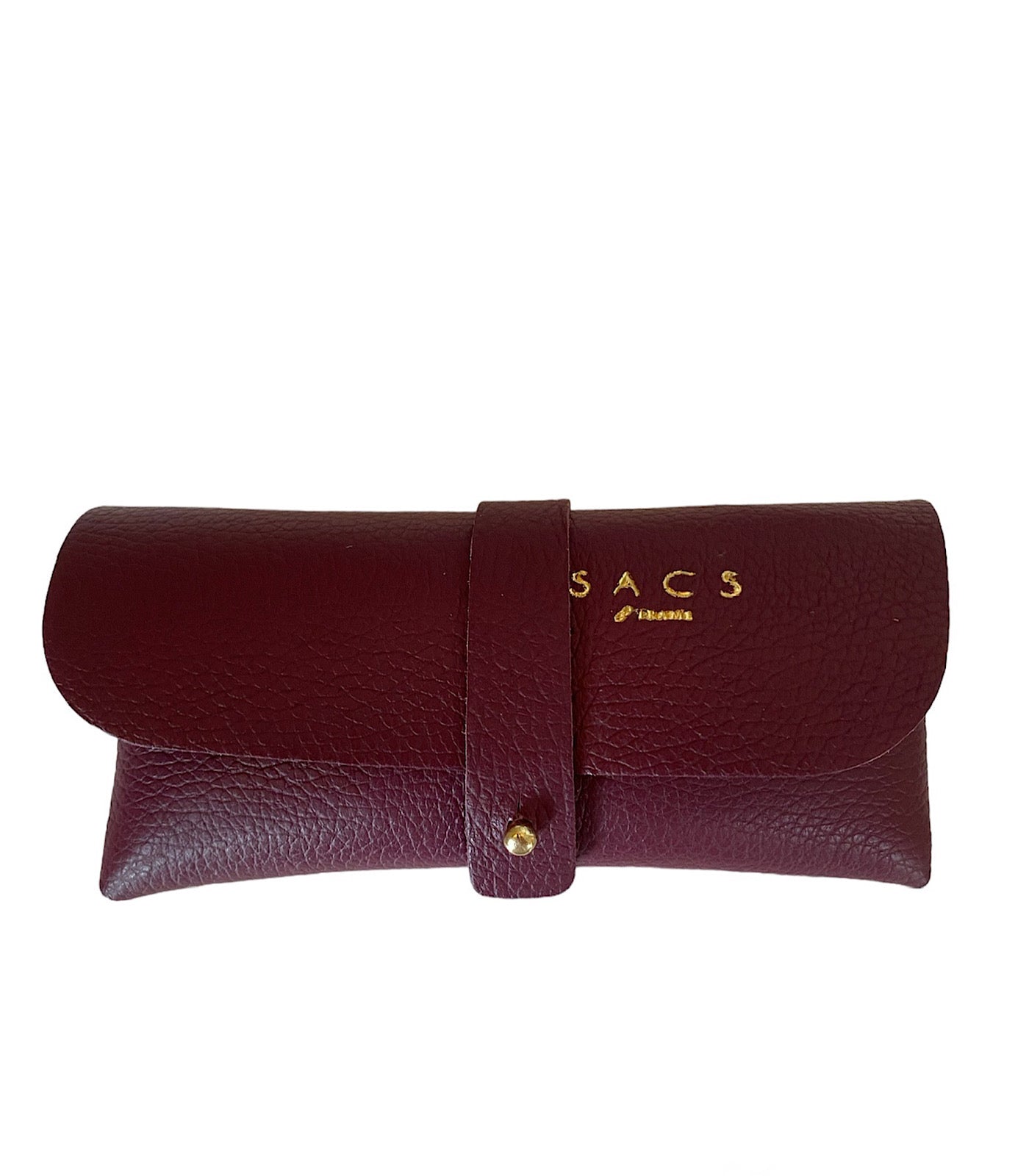 Genuine Leather Glasses Case Wine Color