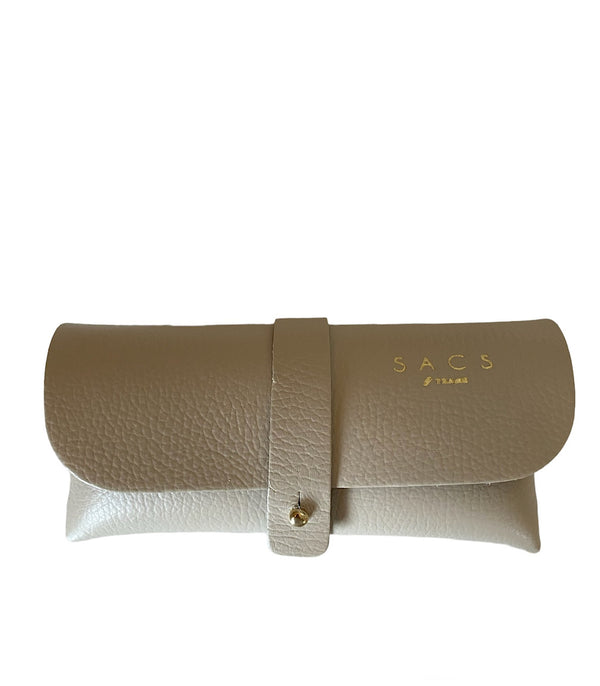 Genuine Leather Glasses Case with Milk Color