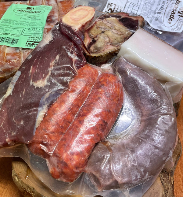 2 Prepared Stews (beef shank, Iberian bacon, chorizo, blood sausage, and bone). 900 g/unit
