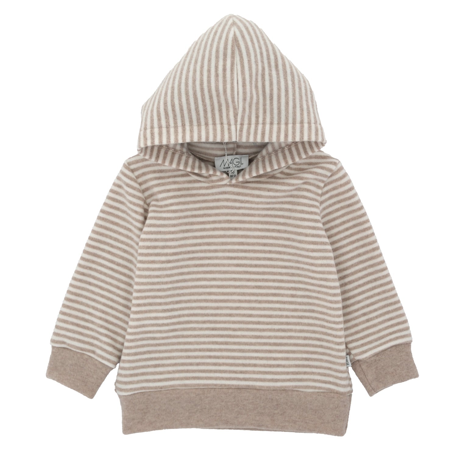 FELPA RIGATA CON CAPPUCCIO