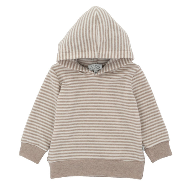 FELPA RIGATA CON CAPPUCCIO