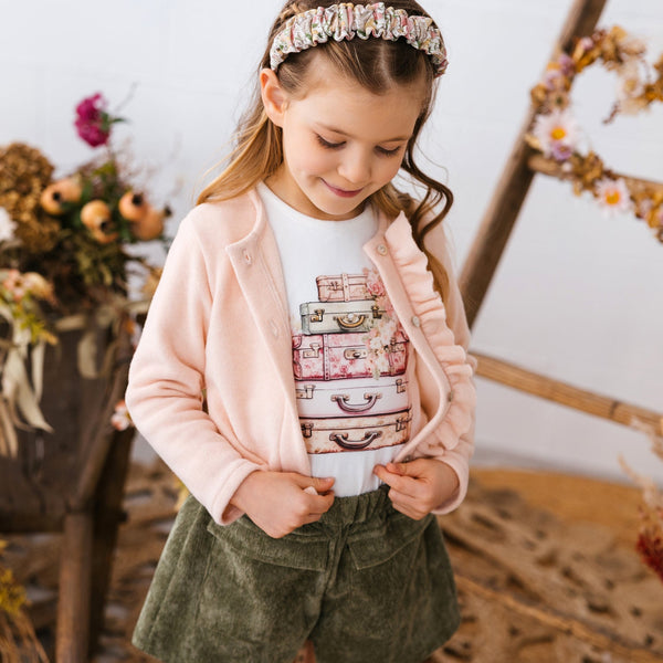 VELVET STRIPED BERMUDA SHORTS WITH POCKETS