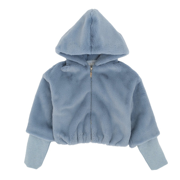ECOPELLICCIA CROP CON ZIP E CAPPUCCIO