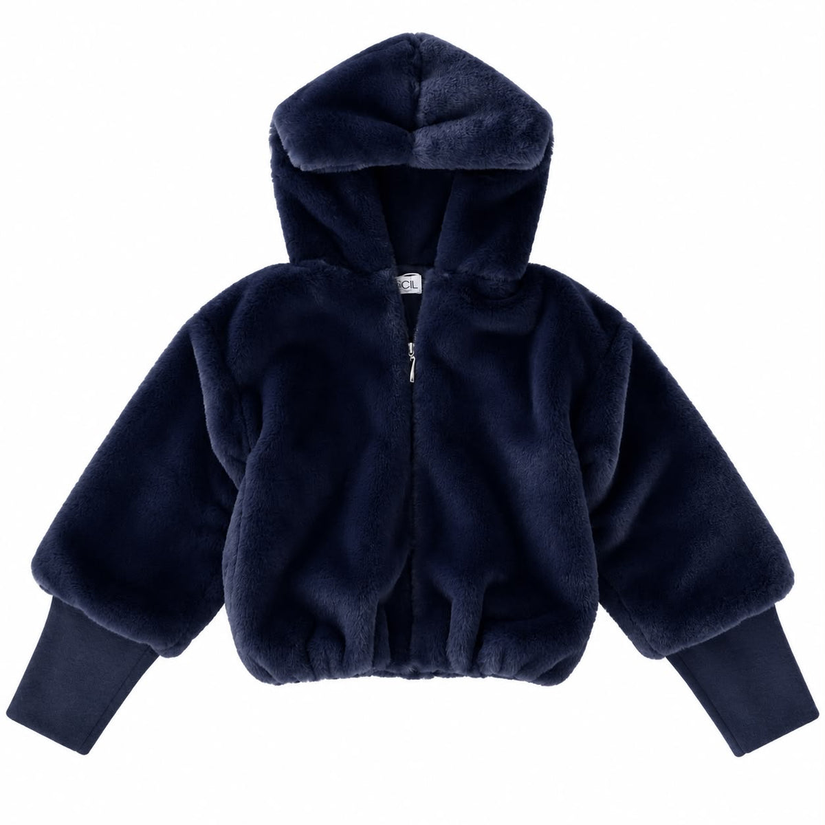 ECOPELLICCIA CROP CON ZIP E CAPPUCCIO