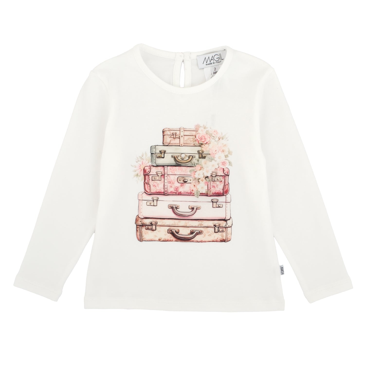 T-SHIRT STAMPA VALIGIE E FIORI