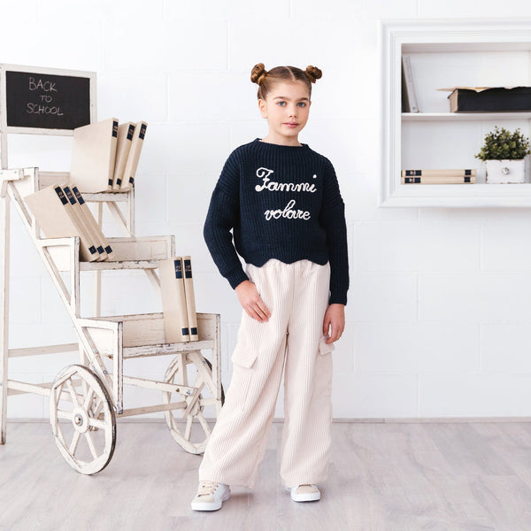 MAGLIONE RICAMO FAMMI VOLARE