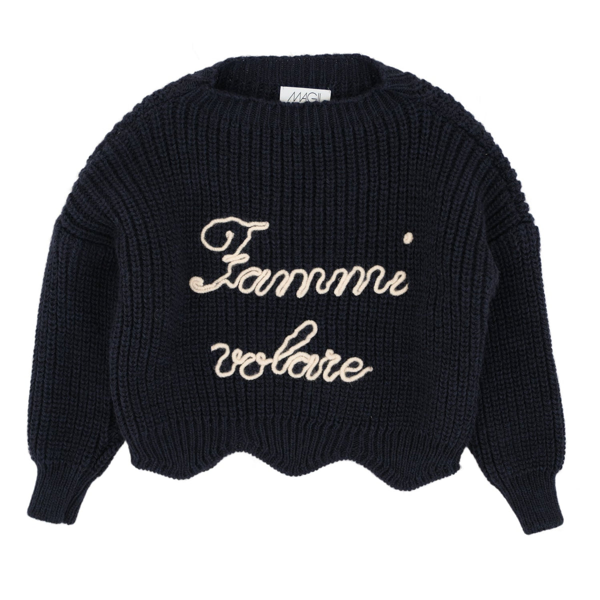 MAGLIONE RICAMO FAMMI VOLARE