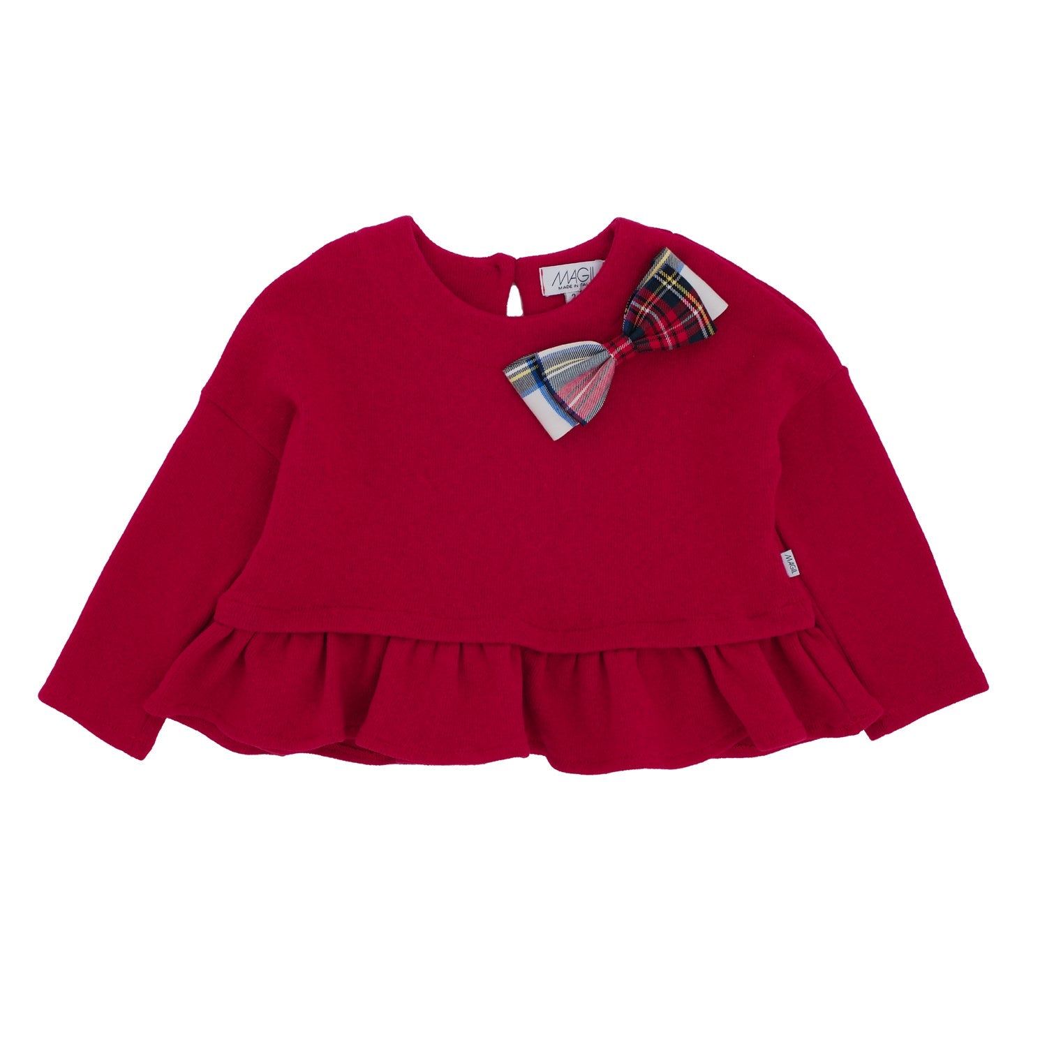 MAGLIA CALDO COTONE ROSSO CON FIOCCO