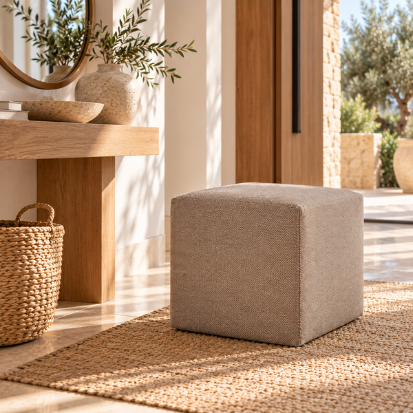 DADO TEX 42, Pouf Poggiapiedi in Cotone con Zip 42x42 h42