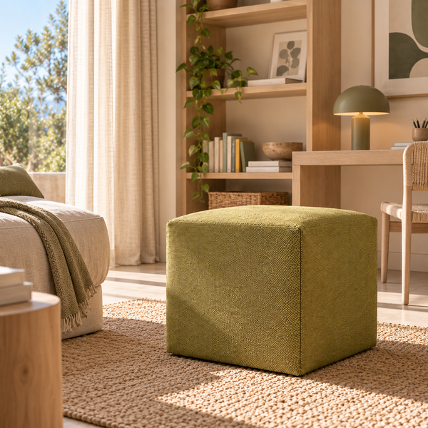 DADO TEX 42, Pouf Poggiapiedi in Cotone con Zip 42x42 h42