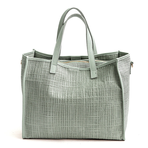 JAMAICA BIG - Mint Laser-Printed Leather Shopping Bag