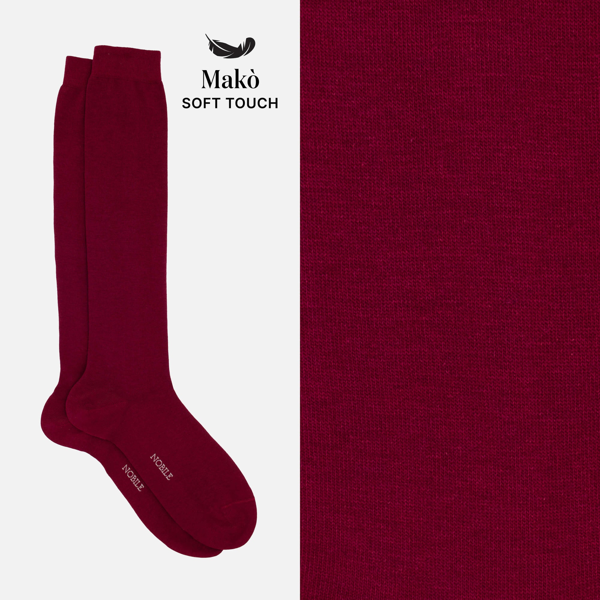 Jasmine - Long solid color socks in soft Makò cotton