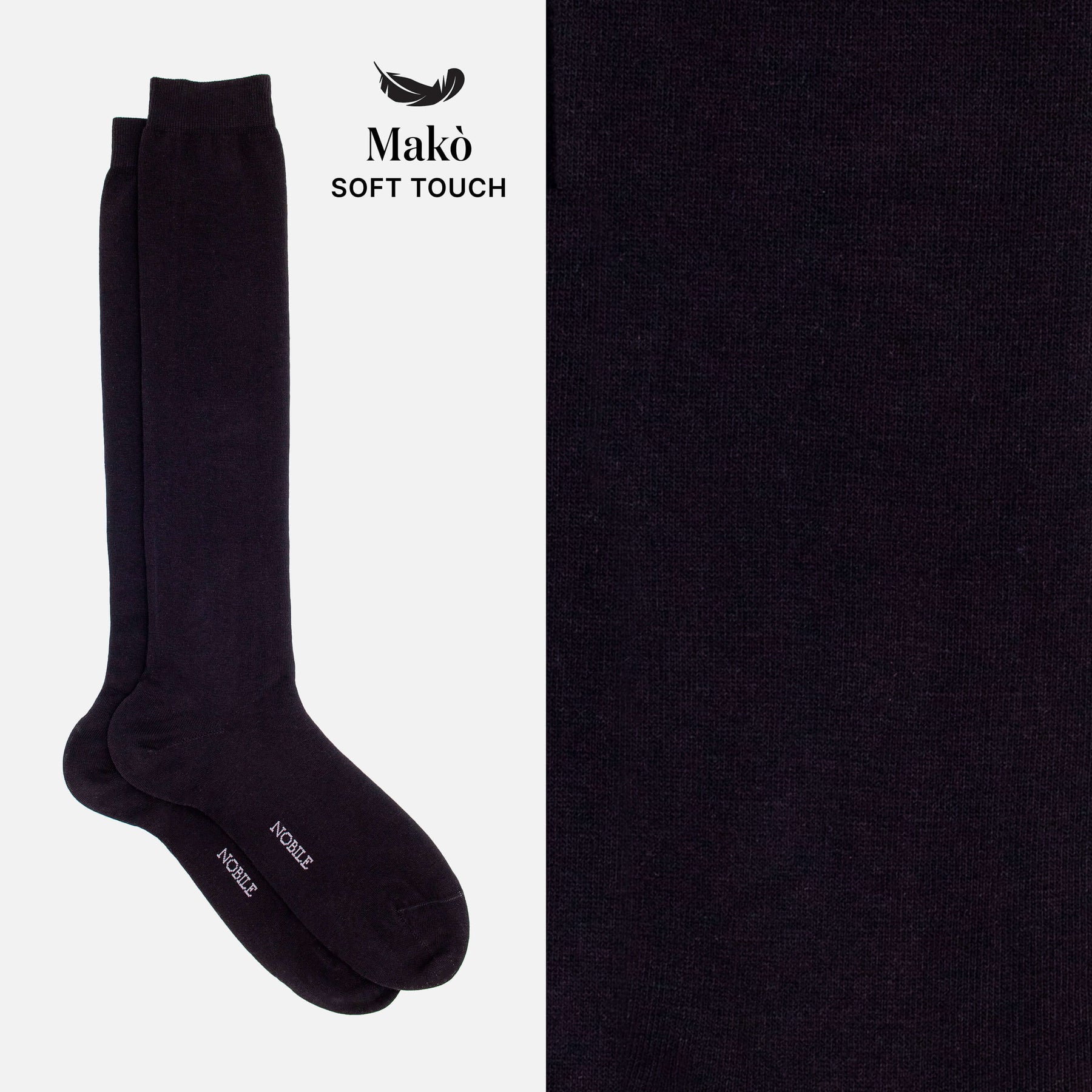Jasmine - Long solid color socks in soft Makò cotton