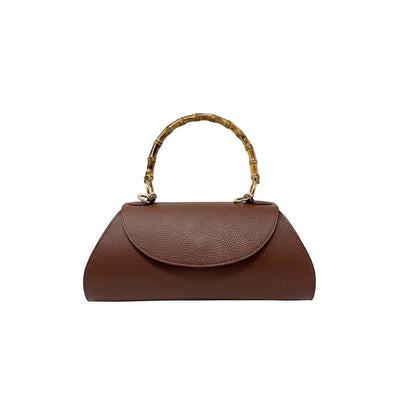 Elegant Women's Handbag with Bamboo Handle in Crumpled Leather - ART. K101