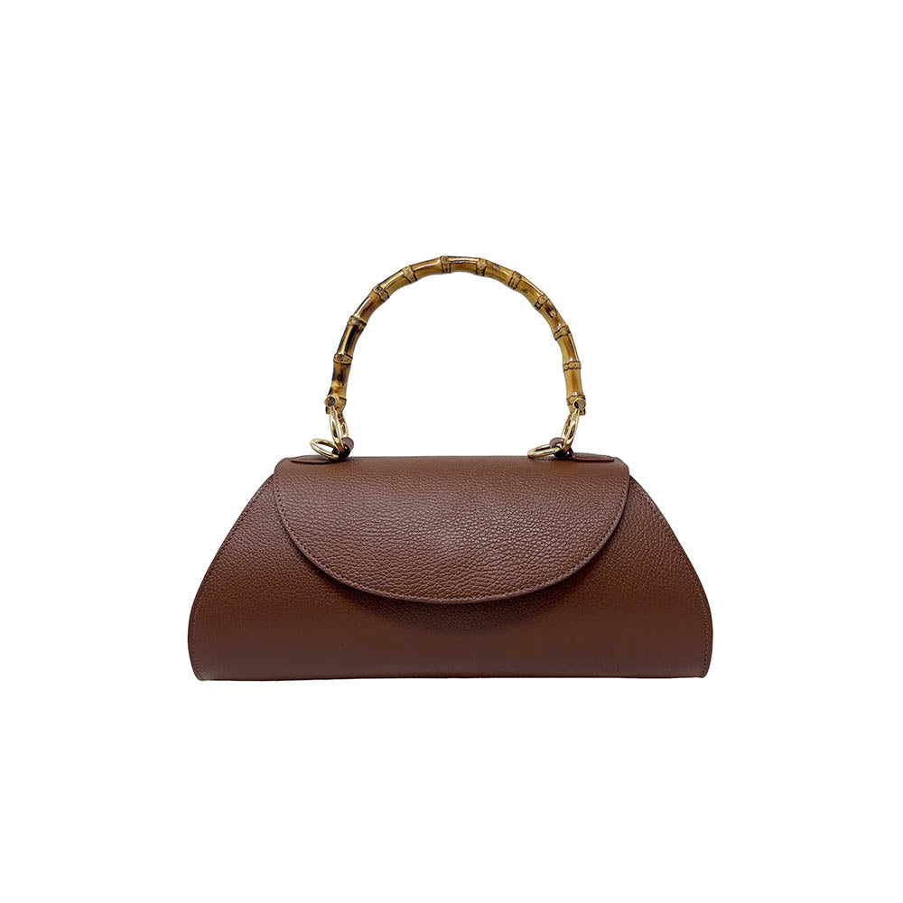Elegant Women's Handbag with Bamboo Handle in Crumpled Leather - ART. K101