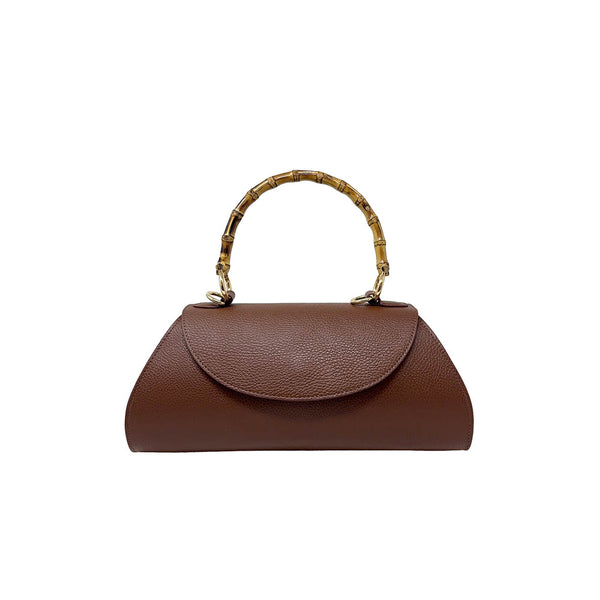 Elegant Women's Handbag with Bamboo Handle in Crumpled Leather - ART. K101