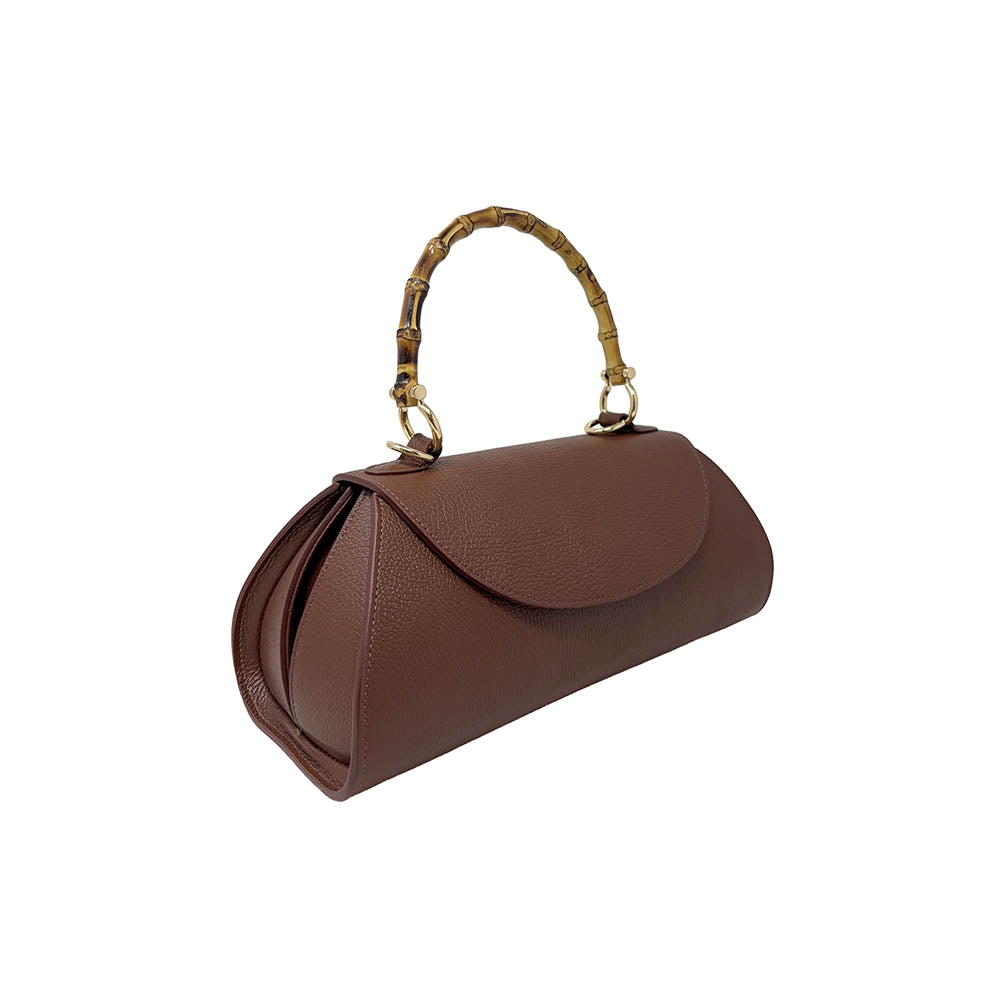 Elegant Women's Handbag with Bamboo Handle in Crumpled Leather - ART. K101