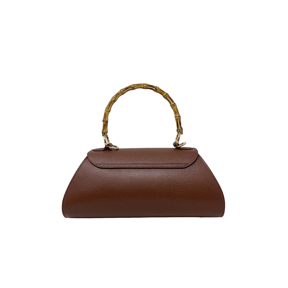Elegant Women's Handbag with Bamboo Handle in Crumpled Leather - ART. K101